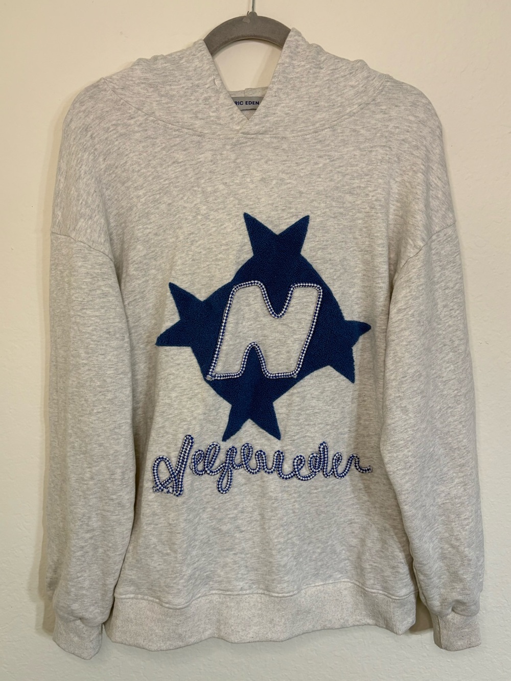 Aelfric Eden Gray Stellaris Embroidered Pullover Hoodie with Blue Stars size S